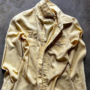Vintage Levi's 70s Western Style Button Up Blouse Shirt Long Sleeve Yellow XS